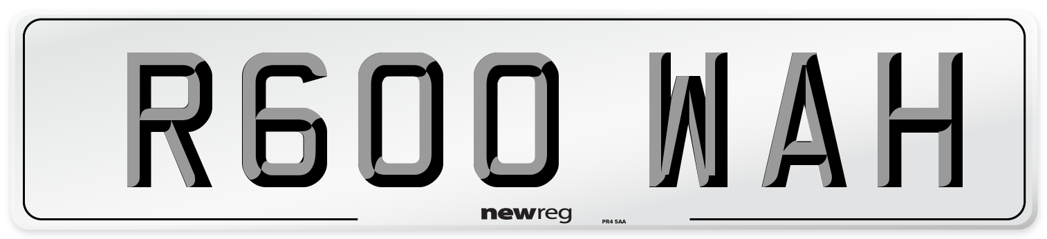 R600 WAH Number Plate from New Reg